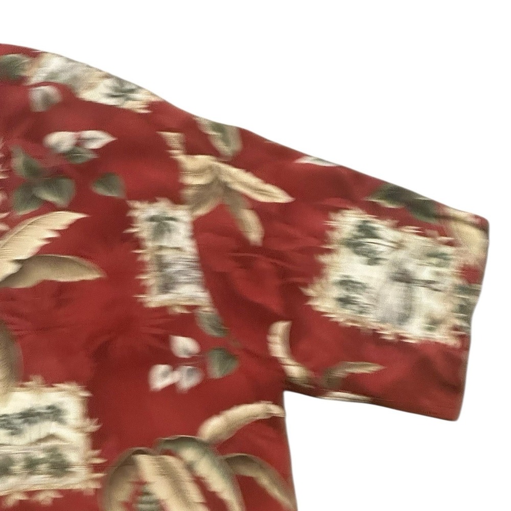 Campia Moda Shirt Mens XXL Burgundy Hawaiian Tropical Palm Tree Print Rayon Camp - Picture 3 of 11